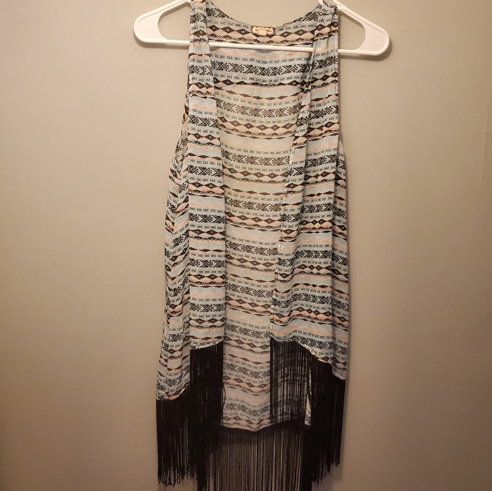 Eyeshadow Womens Large Cover-up with Black Fringe